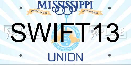 SWIFT13 Mississippi License Plate