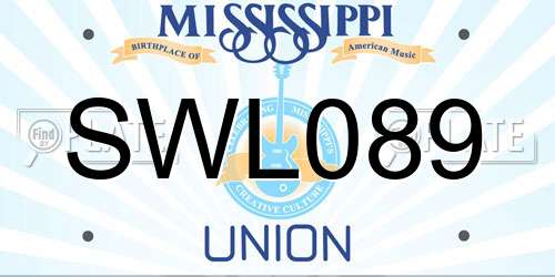 SWL089 Mississippi License Plate
