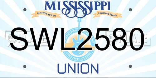 SWL2580 Mississippi License Plate