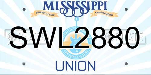 SWL2880 Mississippi License Plate
