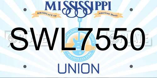 SWL7550 Mississippi License Plate