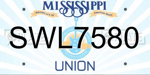 SWL7580 Mississippi License Plate