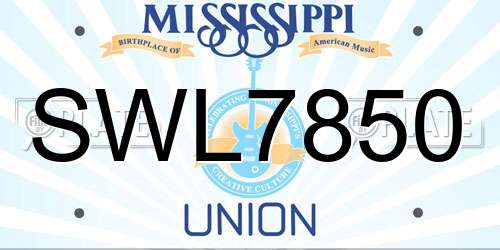 SWL7850 Mississippi License Plate