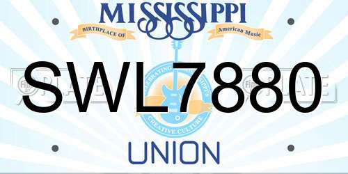 SWL7880 Mississippi License Plate