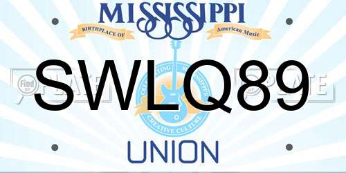 SWLQ89 Mississippi License Plate
