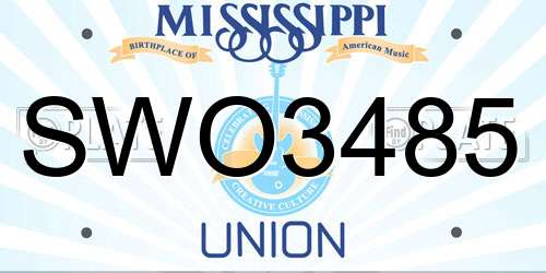 SWO3485 Mississippi License Plate