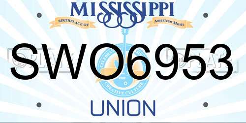 SWO6953 Mississippi License Plate