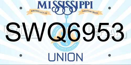 SWQ6953 Mississippi License Plate