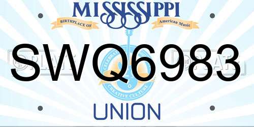SWQ6983 Mississippi License Plate