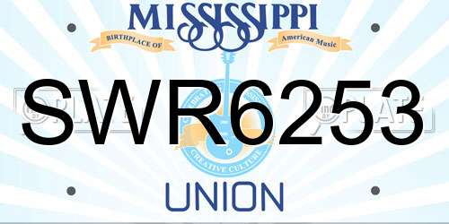 SWR6253 Mississippi License Plate