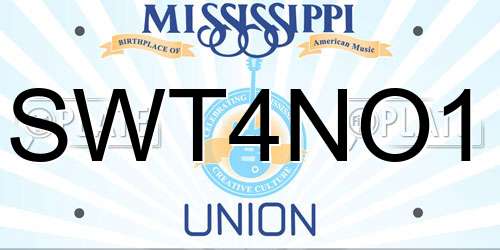 SWT4NO1 Mississippi License Plate