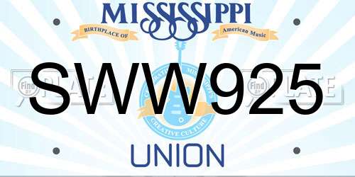 SWW925 Mississippi License Plate