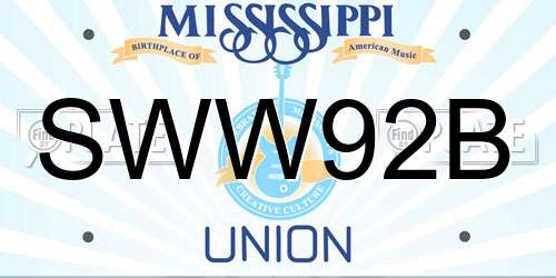 SWW92B Mississippi License Plate