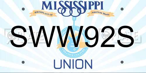 SWW92S Mississippi License Plate