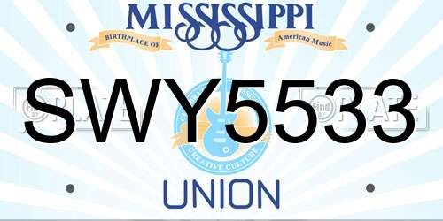 SWY5533 Mississippi License Plate