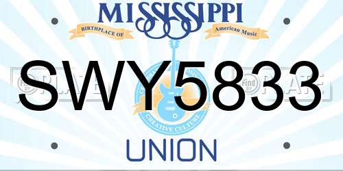 SWY5833 Mississippi License Plate