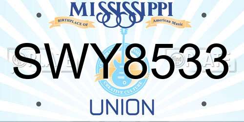 SWY8533 Mississippi License Plate