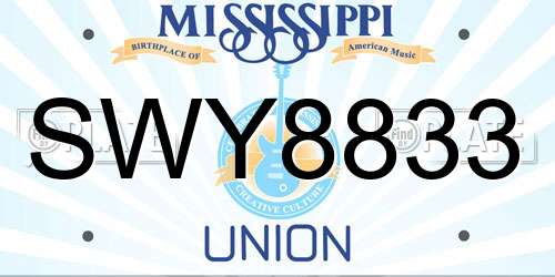 SWY8833 Mississippi License Plate