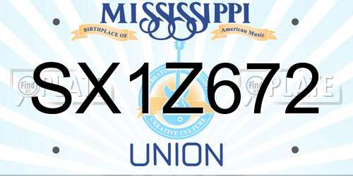 SX1Z672 Mississippi License Plate