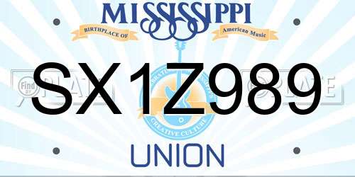 SX1Z989 Mississippi License Plate