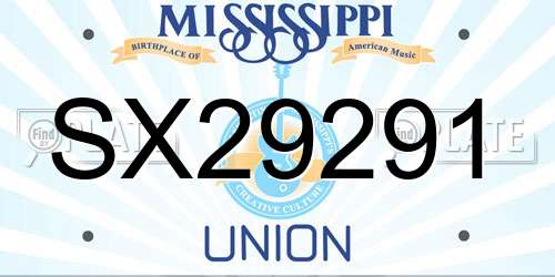SX29291 Mississippi License Plate