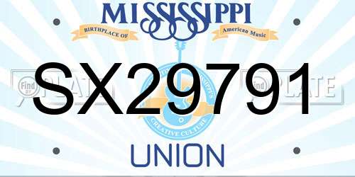 SX29791 Mississippi License Plate