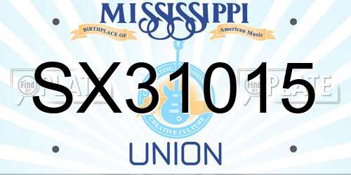 SX31015 Mississippi License Plate