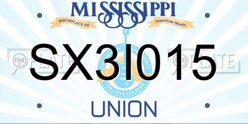 SX3I015 Mississippi License Plate