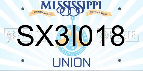 SX3I018 Mississippi License Plate