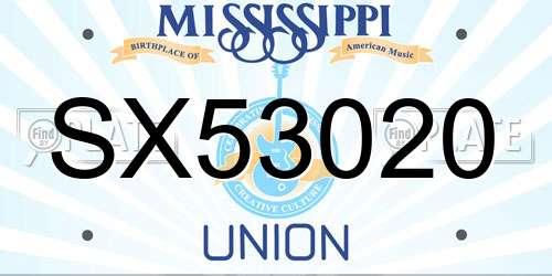 SX53020 Mississippi License Plate
