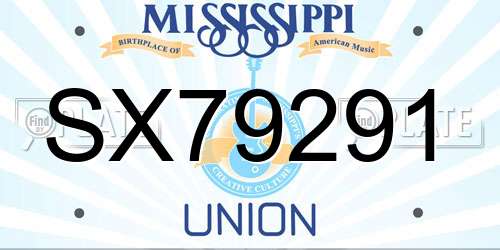SX79291 Mississippi License Plate