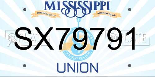 SX79791 Mississippi License Plate