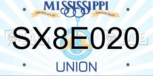 SX8E020 Mississippi License Plate