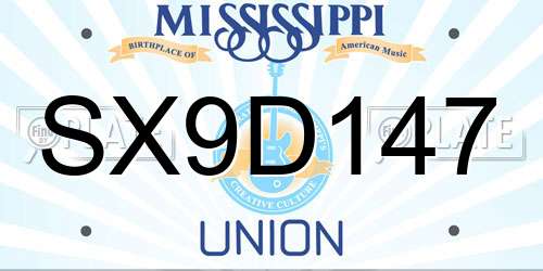 SX9D147 Mississippi License Plate