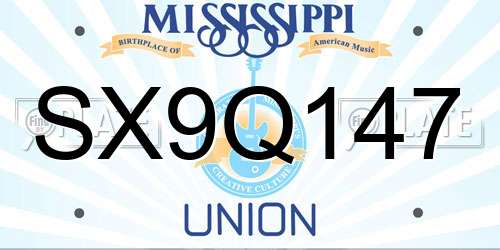 SX9Q147 Mississippi License Plate