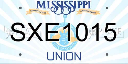 SXE1015 Mississippi License Plate