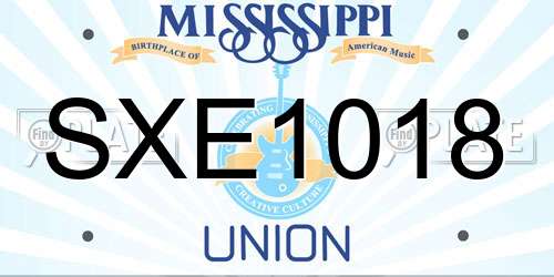 SXE1018 Mississippi License Plate