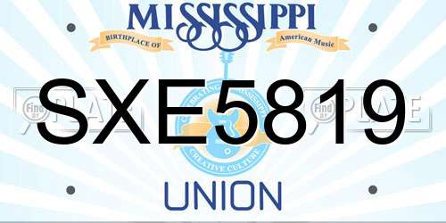 SXE5819 Mississippi License Plate