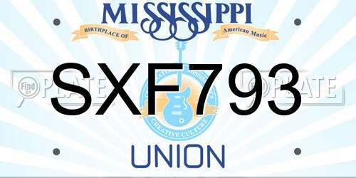 SXF793 Mississippi License Plate