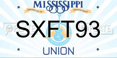 SXFT93 Mississippi License Plate