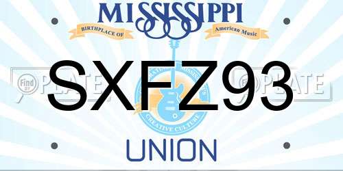 SXFZ93 Mississippi License Plate