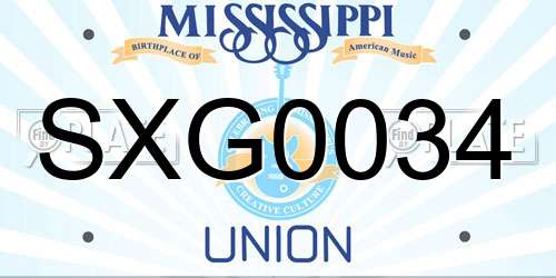 SXG0034 Mississippi License Plate