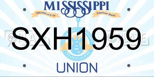 SXH1959 Mississippi License Plate