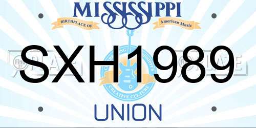 SXH1989 Mississippi License Plate