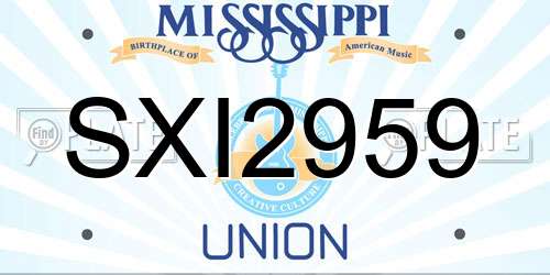 SXI2959 Mississippi License Plate