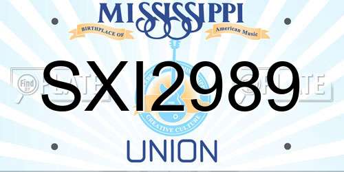 SXI2989 Mississippi License Plate