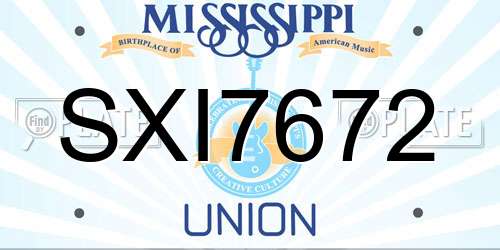 SXI7672 Mississippi License Plate