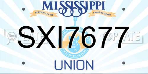 SXI7677 Mississippi License Plate