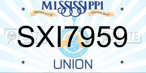 SXI7959 Mississippi License Plate