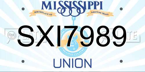 SXI7989 Mississippi License Plate